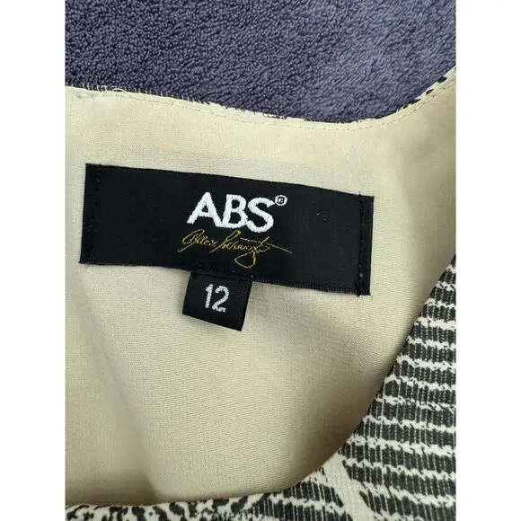 ABS Allen Schwartz Sleeveless Print Shift Dress Size 12 Boho Southwestern Mini - Picture 6 of 8